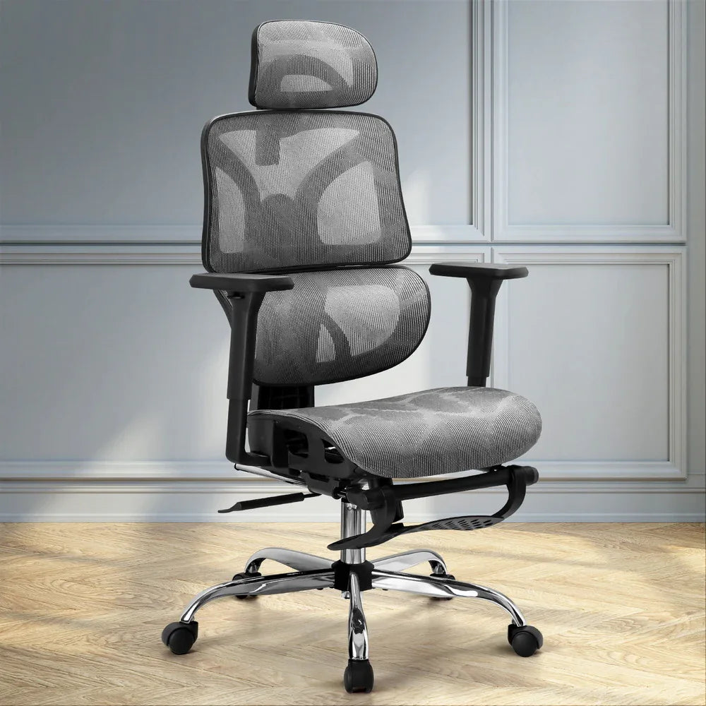 Artiss Ergonomic Office Chair Footrest Grey - Mekamart Australia