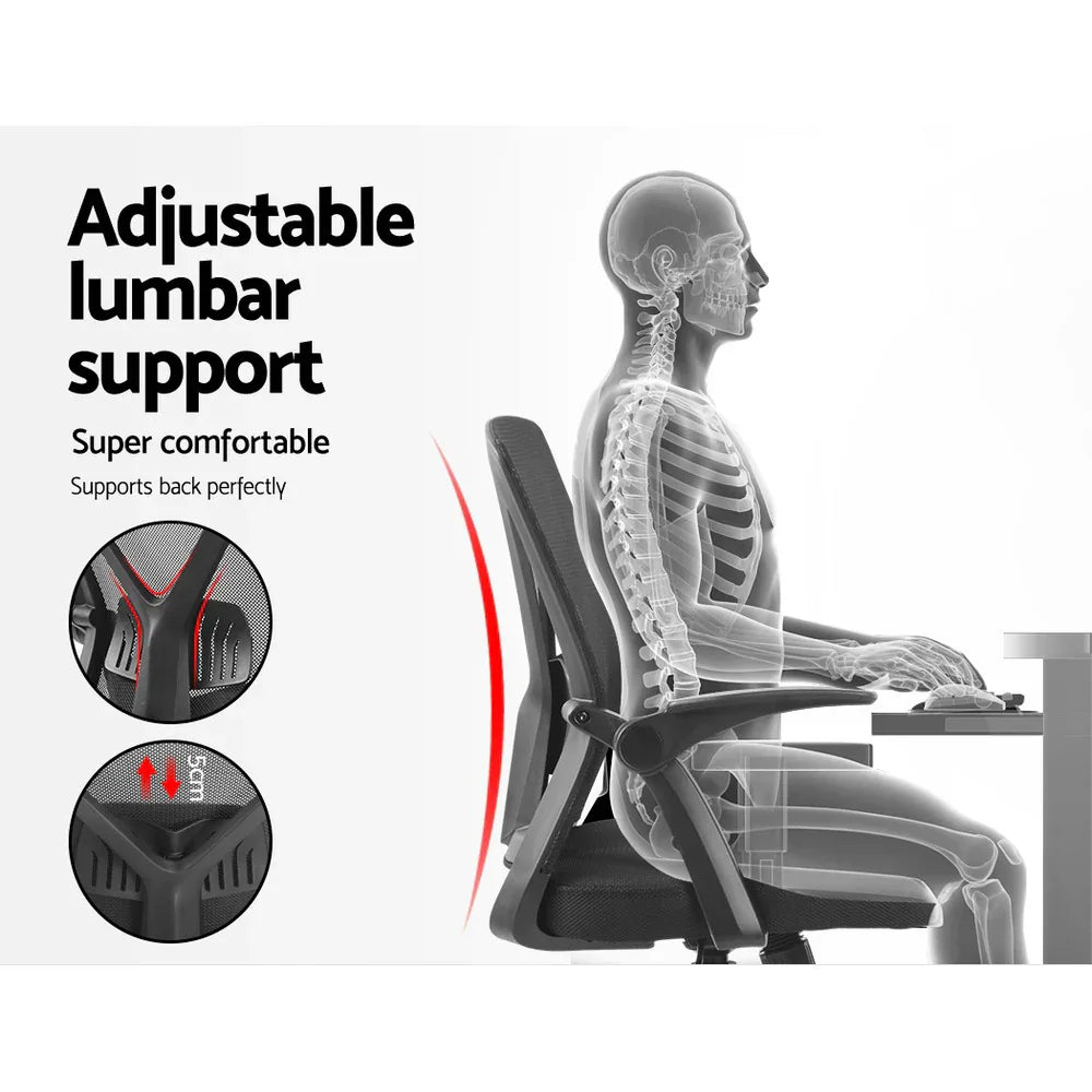 Artiss Mesh Office Chair Mid Back Black - Mekamart Australia