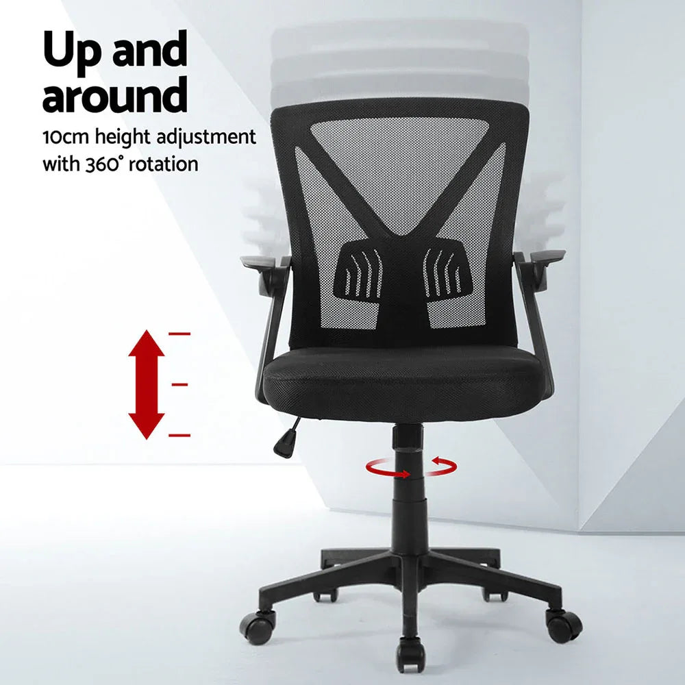 Artiss 2x Mesh Office Chair Mid Back Black - Mekamart Australia