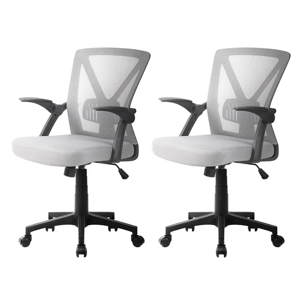 Artiss 2x Mesh Office Chair Mid Back Grey - Mekamart Australia