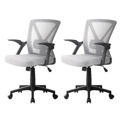 Artiss 2x Mesh Office Chair Mid Back Grey - Mekamart Australia