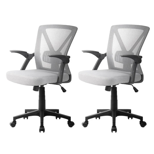 Artiss 2x Mesh Office Chair Mid Back Grey - Mekamart Australia