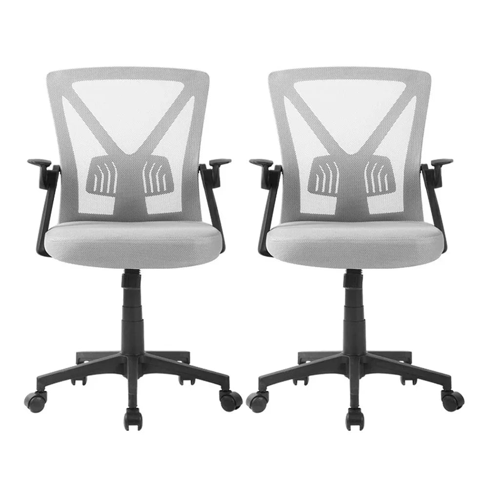 Artiss 2x Mesh Office Chair Mid Back Grey - Mekamart Australia