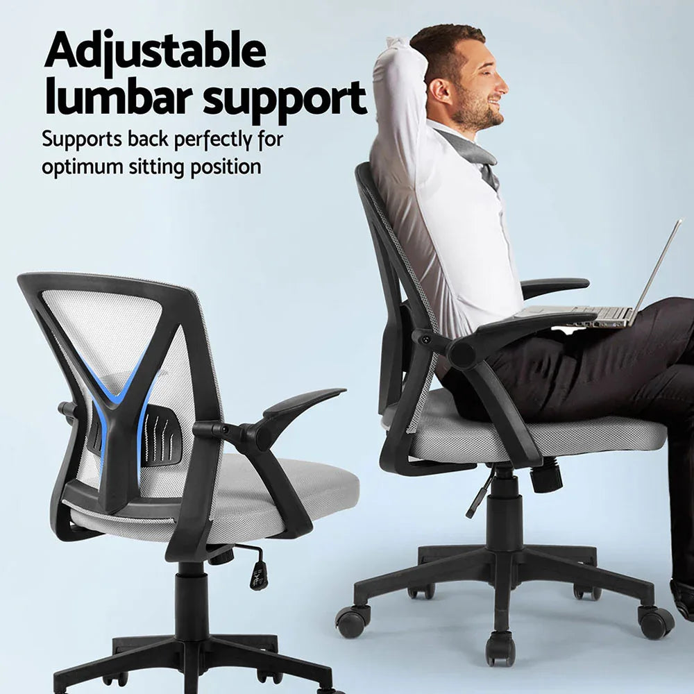 Artiss 2x Mesh Office Chair Mid Back Grey - Mekamart Australia