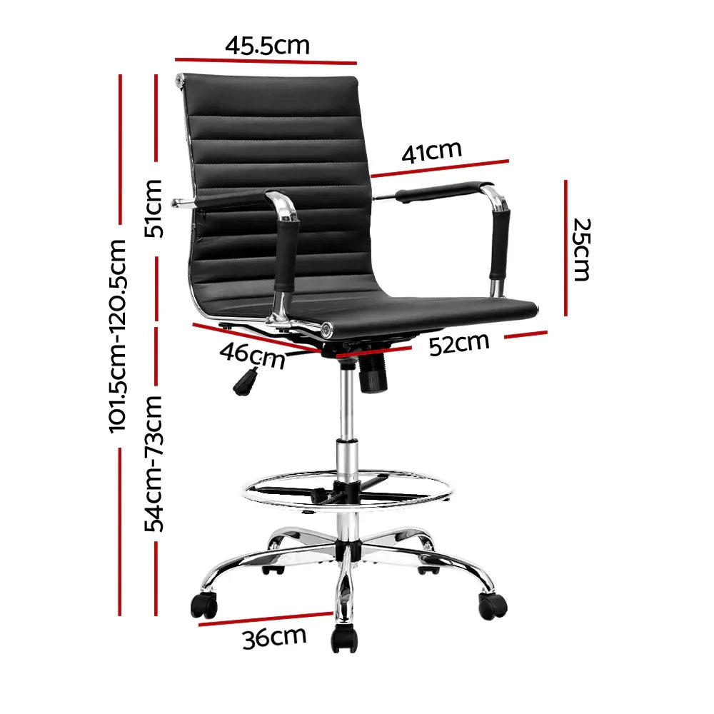 Artiss Office Chair Drafting Stool Leather Chairs Black - Mekamart Australia