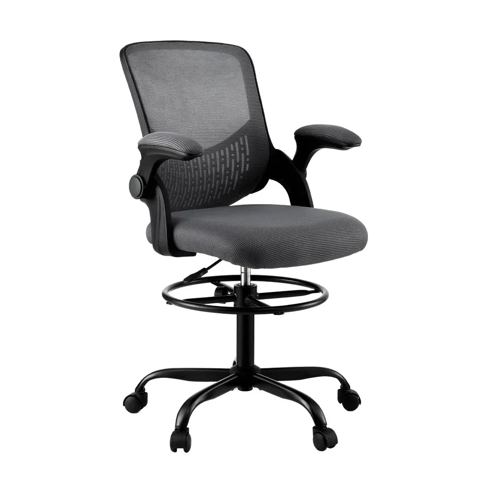 Artiss Office Chair Drafting Chairs Stool Computer Desk Studios Mesh Grey - Mekamart Australia