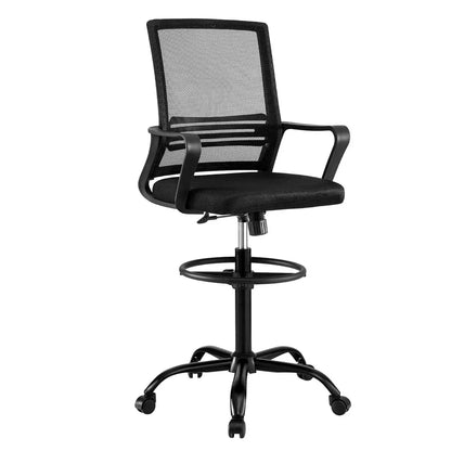 Artiss Office Chair Drafting Chairs Stool Computer Desk Studios Mesh Black - Mekamart Australia