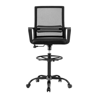 Artiss Office Chair Drafting Chairs Stool Computer Desk Studios Mesh Black - Mekamart Australia