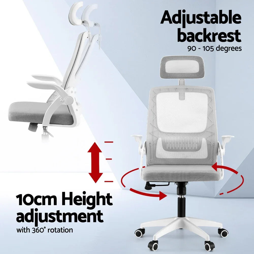 Artiss Ergonomic Office Chair Computer Desk Chairs Headrest Adjustable Grey - Mekamart Australia