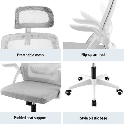 Artiss Ergonomic Office Chair Computer Desk Chairs Headrest Adjustable Grey - Mekamart Australia