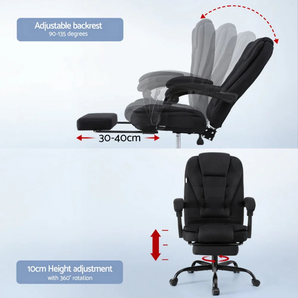 Artiss Office Chair Executive Fabric Seat Racing Computer Desk Chairs Footrest - Mekamart Australia