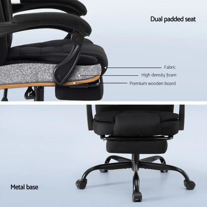 Artiss Office Chair Executive Fabric Seat Racing Computer Desk Chairs Footrest - Mekamart Australia