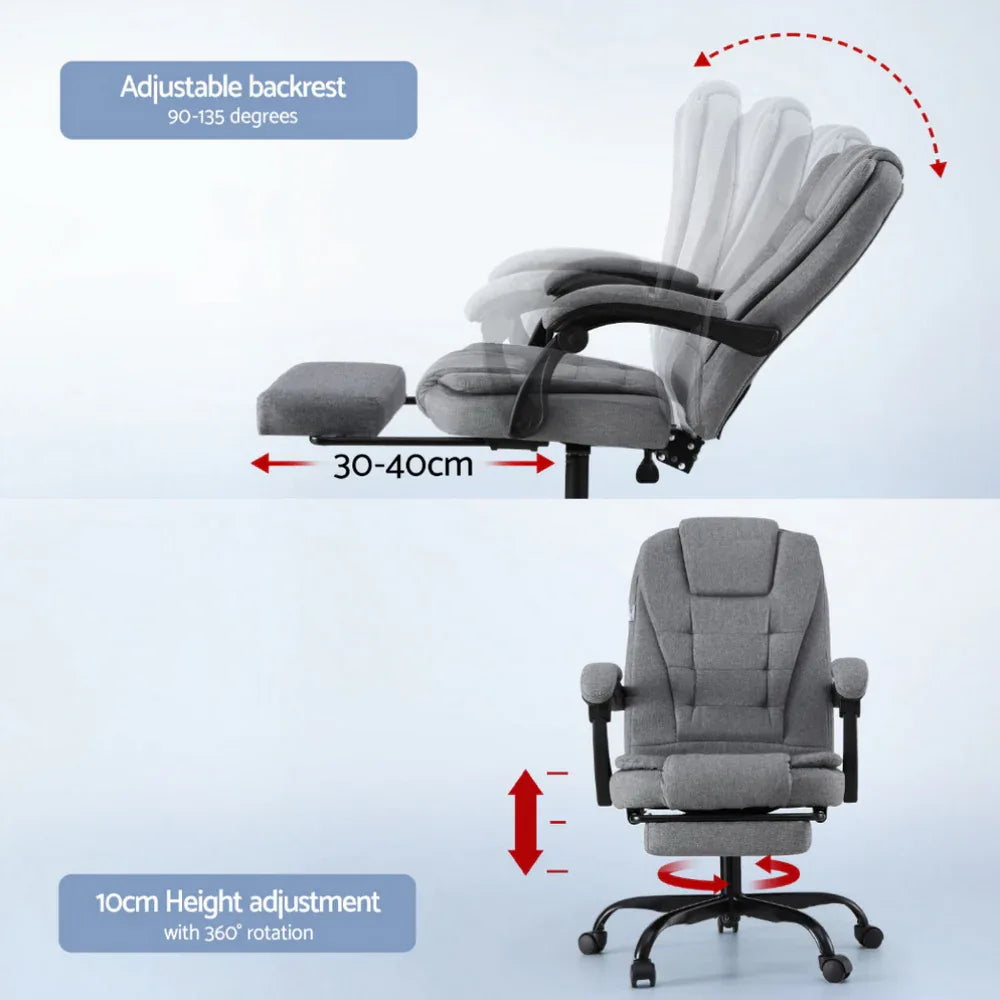 Artiss Office Chair Executive Fabric Seat Racing Computer Desk Chairs Footrest - Mekamart Australia