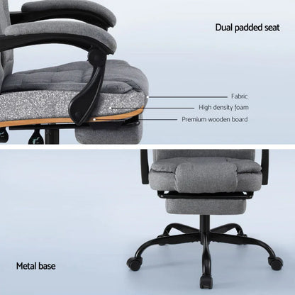 Artiss Office Chair Executive Fabric Seat Racing Computer Desk Chairs Footrest - Mekamart Australia