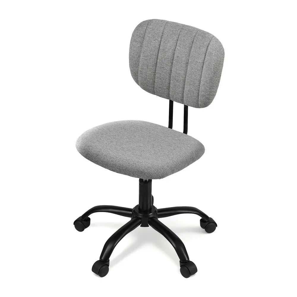 Artiss Armless Office Chair with Wheels, Ergonomic 360° Swivel Home Office Desk Chair, Height Adjustable Computer Task Chair with Fabric Back and Seat for Small Space, Grey - Mekamart Australia