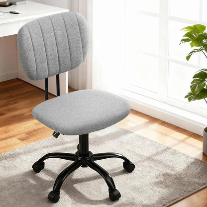 Artiss Armless Office Chair with Wheels, Ergonomic 360° Swivel Home Office Desk Chair, Height Adjustable Computer Task Chair with Fabric Back and Seat for Small Space, Grey - Mekamart Australia