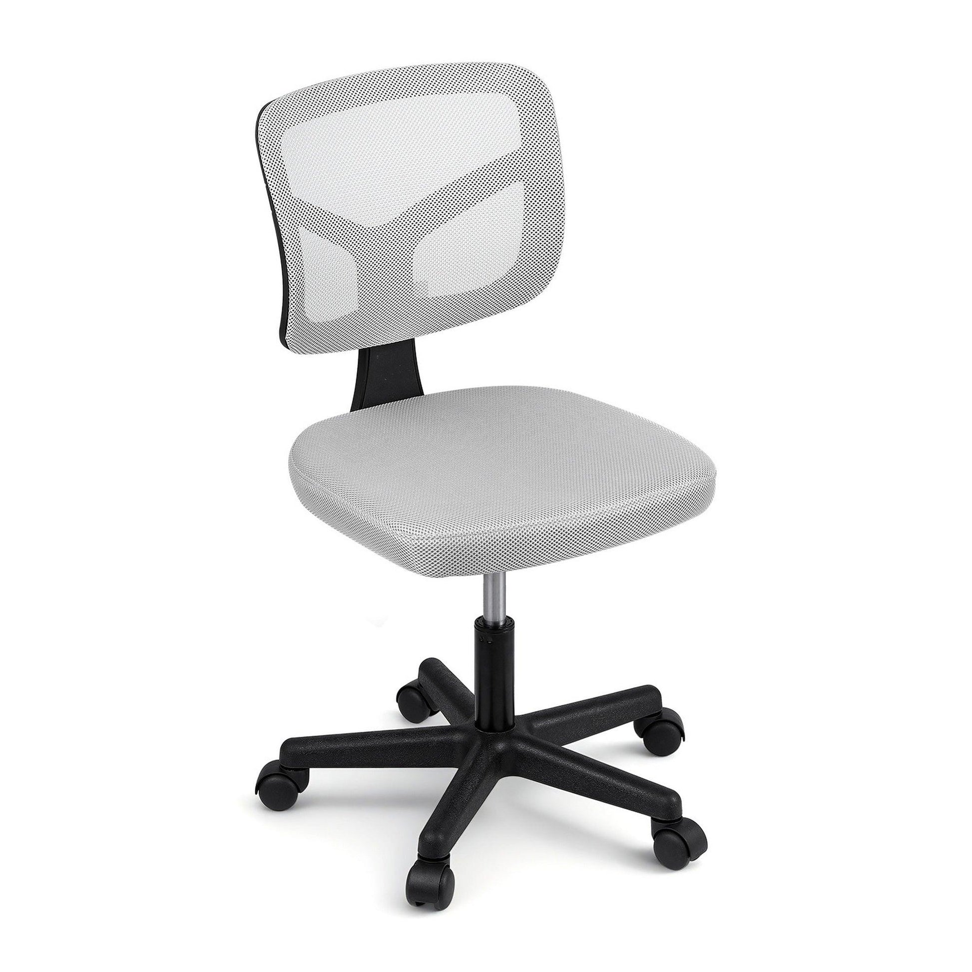 Artiss Armless Office Chair with Wheels, Ergonomic 360° Swivel Home Office Desk Chair, Height Adjustable Computer Task Chair with Fabric Back and Seat for Small Space, Grey - Mekamart Australia