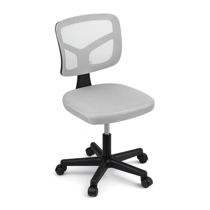 Artiss Armless Office Chair with Wheels, Ergonomic 360° Swivel Home Office Desk Chair, Height Adjustable Computer Task Chair with Fabric Back and Seat for Small Space, Grey - Mekamart Australia