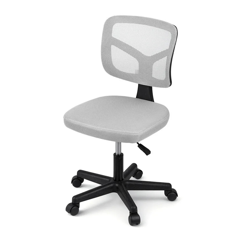 Artiss Armless Office Chair with Wheels, Ergonomic 360° Swivel Home Office Desk Chair, Height Adjustable Computer Task Chair with Fabric Back and Seat for Small Space, Grey - Mekamart Australia
