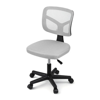 Artiss Armless Office Chair with Wheels, Ergonomic 360° Swivel Home Office Desk Chair, Height Adjustable Computer Task Chair with Fabric Back and Seat for Small Space, Grey - Mekamart Australia