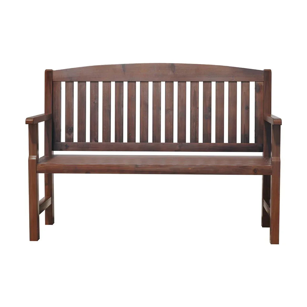Gardeon Outdoor Garden Bench Wooden 2 Seater Lounge Chair Patio Furniture Brown - Mekamart Australia