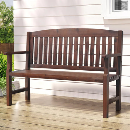 Gardeon Outdoor Garden Bench Wooden 2 Seater Lounge Chair Patio Furniture Brown - Mekamart Australia