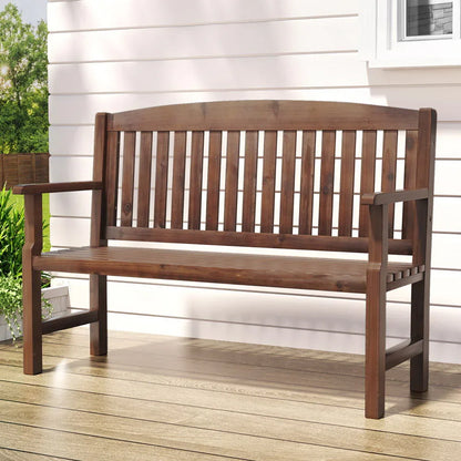 Gardeon Outdoor Garden Bench Wooden 2 Seater Lounge Chair Patio Furniture Brown - Mekamart Australia