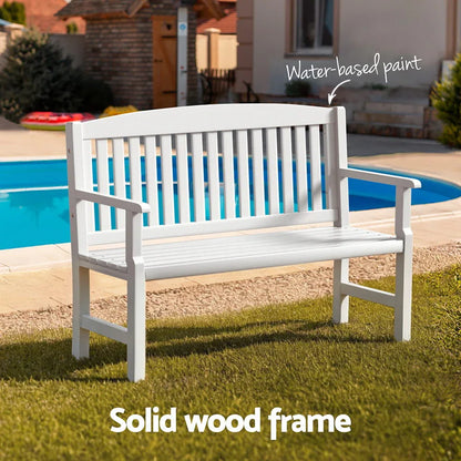 Gardeon Outdoor Garden Bench Wooden 2 Seater Lounge Chair Patio Furniture White - Mekamart Australia