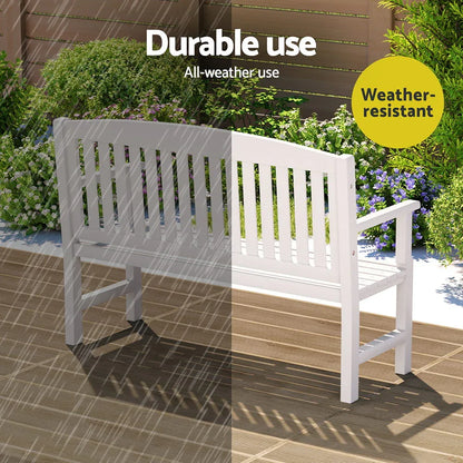 Gardeon Outdoor Garden Bench Wooden 2 Seater Lounge Chair Patio Furniture White - Mekamart Australia