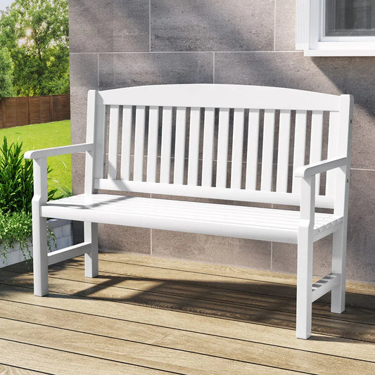 Gardeon Outdoor Garden Bench Wooden 2 Seater Lounge Chair Patio Furniture White - Mekamart Australia