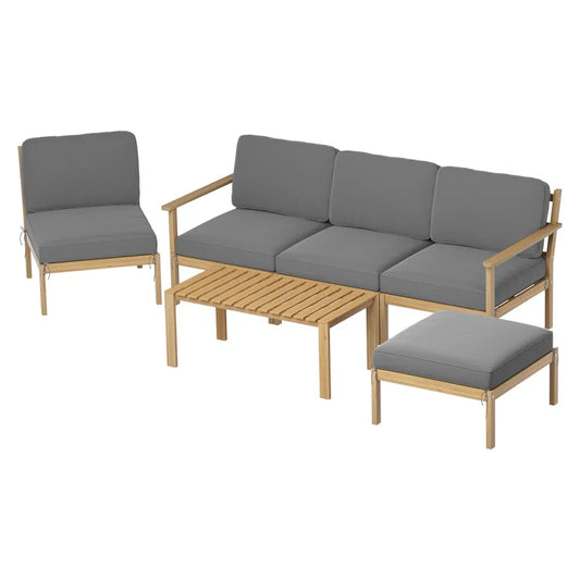 Gardeon 5-Seater Outdoor Sofa Set Wooden Lounge Setting 6PCS - Mekamart Australia