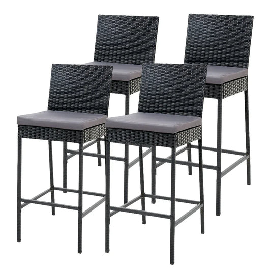 Gardeon 4-Piece Outdoor Bar Stools Dining Chair Bar Stools Rattan Furniture - Mekamart Australia