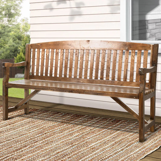 Gardeon 5FT Outdoor Garden Bench Wooden 3 Seat Chair Patio Furniture Natural - Mekamart Australia