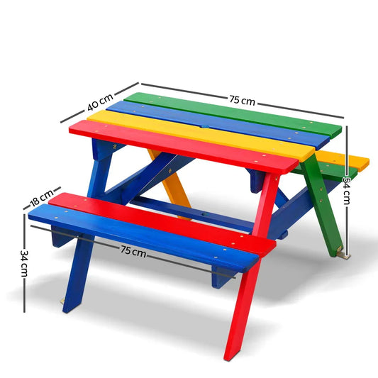Keezi Kids Wooden Picnic Table Set with Umbrella - Mekamart Australia
