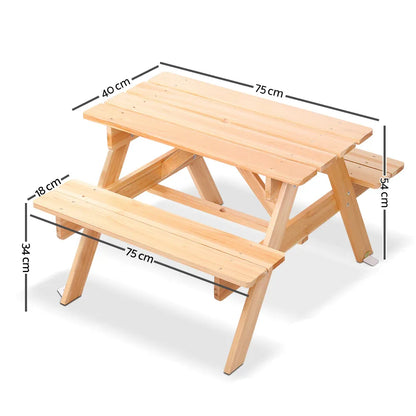 Keezi Kids Wooden Picnic Table Set with Umbrella - Mekamart Australia
