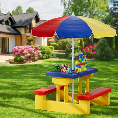 Keezi Kids Outdoor Table and Chairs Set Picnic Bench Umbrella Children Indoor - Mekamart Australia