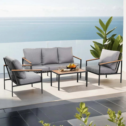 Gardeon 5 Seater Outdoor Sofa Set 4PCS Table Chair Garden Bench Patio Furniture - Mekamart Australia