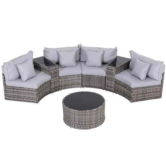 Gardeon 4 Seater Outdoor Sofa Set 7PCS Table Chair Set Garden Rattan Patio Furniture - Mekamart Australia