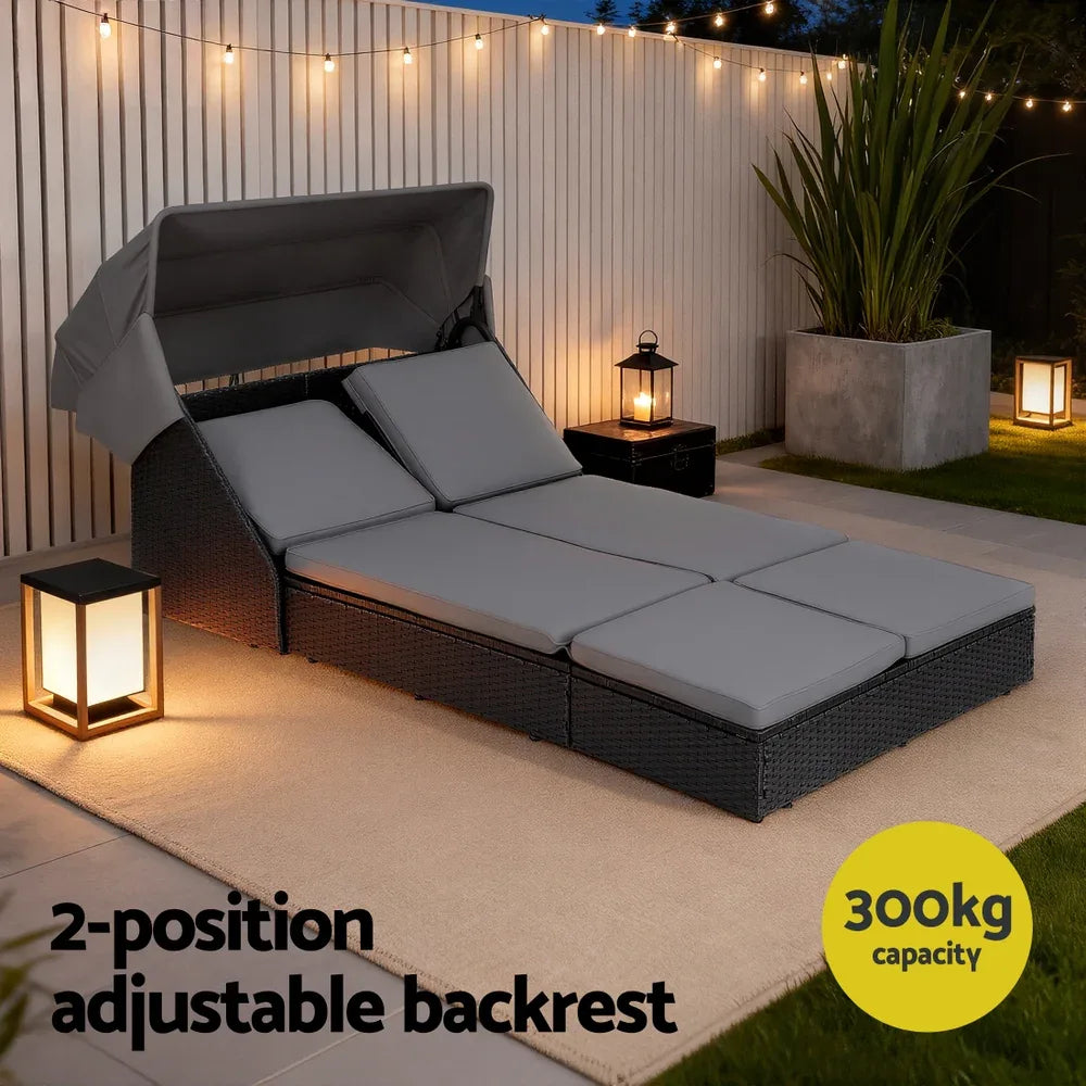 Gardeon Outdoor Day Bed Sun Lounge Setting Wicker Lounger Patio Furniture - Mekamart Australia