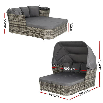 Gardeon Outdoor Sun Lounge Setting Patio Furniture Wicker Sofa Garden Day Bed - Mekamart Australia