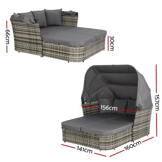 Gardeon Outdoor Sun Lounge Setting Patio Furniture Wicker Sofa Garden Day Bed - Mekamart Australia