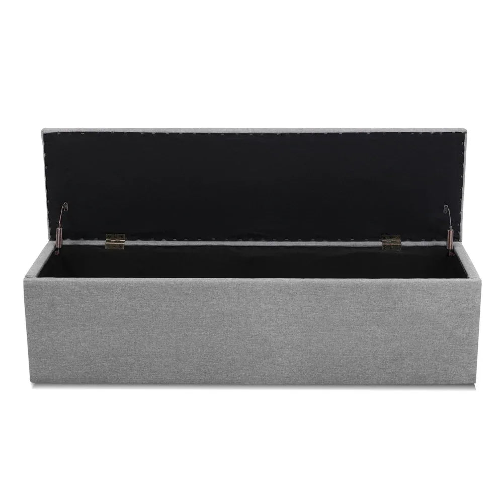 Artiss Storage Ottoman Blanket Box 140cm Linen Grey - Mekamart Australia