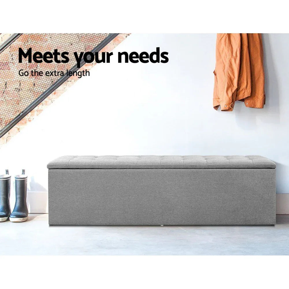 Artiss Storage Ottoman Blanket Box 140cm Linen Grey - Mekamart Australia