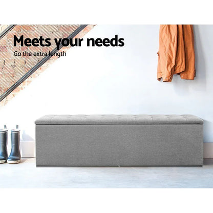 Artiss Storage Ottoman Blanket Box 140cm Linen Grey - Mekamart Australia