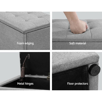 Artiss Storage Ottoman Blanket Box 140cm Linen Grey - Mekamart Australia