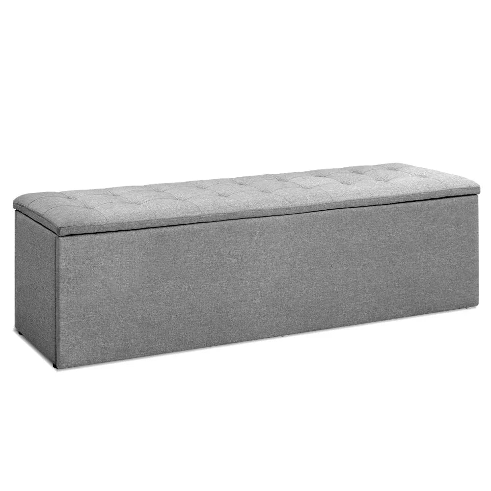 Artiss Storage Ottoman Blanket Box 140cm Linen Grey - Mekamart Australia