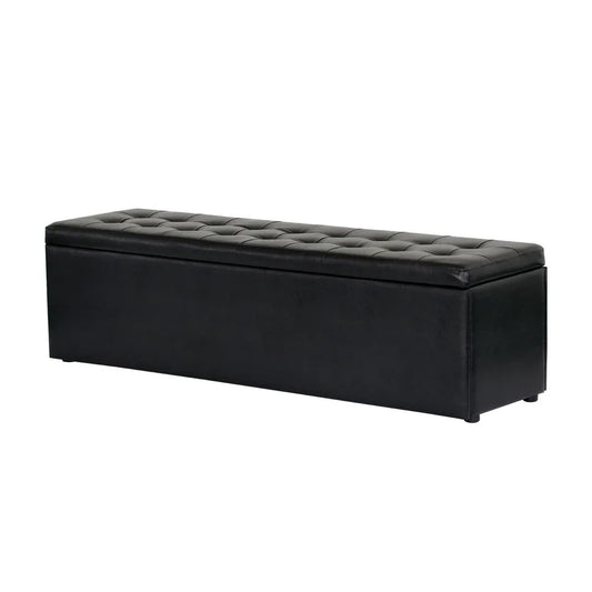 Artiss Storage Ottoman Blanket Box 140cm Leather Black - Mekamart Australia