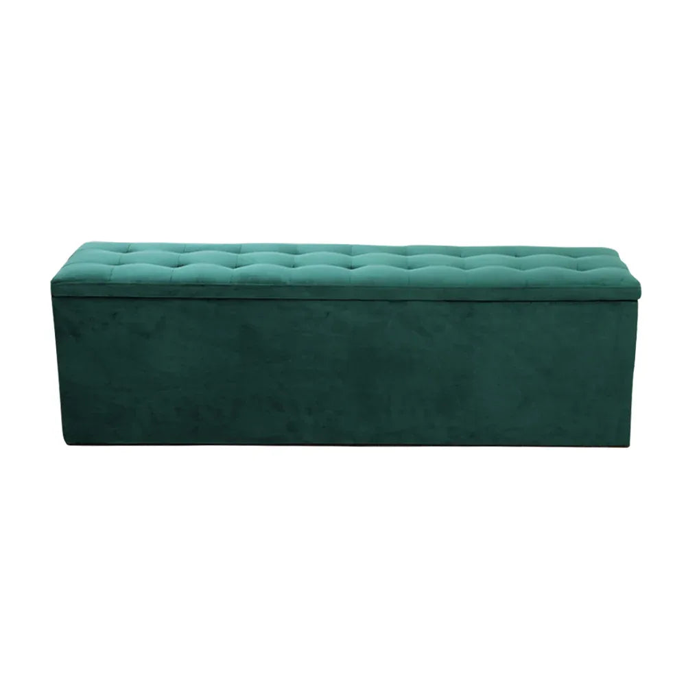Artiss Storage Ottoman Blanket Box 140cm Velvet Green - Mekamart Australia