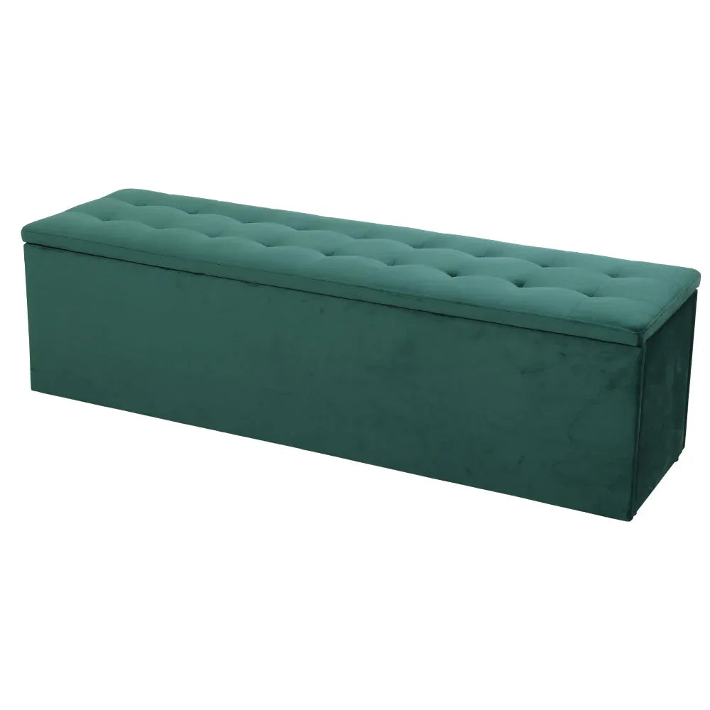 Artiss Storage Ottoman Blanket Box 140cm Velvet Green - Mekamart Australia
