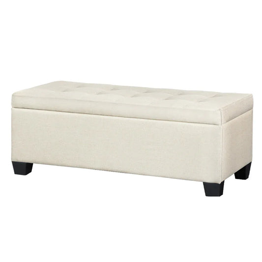 Artiss Storage Ottoman Blanket Box 97cm Linen Beige - Mekamart Australia